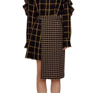 SEA Pleated Skirt Midi Mini Asymmetric Phantom Skirt New Plaid Size 0